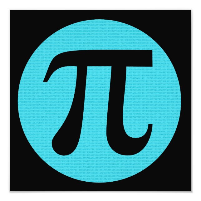 Math geek Pi symbol, blue on black Photo Print (Front)