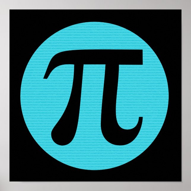 Math geek Pi symbol, blue on black Poster (Front)