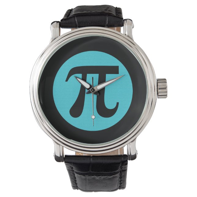 Math geek Pi symbol, blue on black Watch (Front)