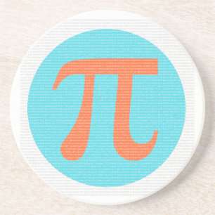 Math geek Pi symbol, orange and blue Coaster