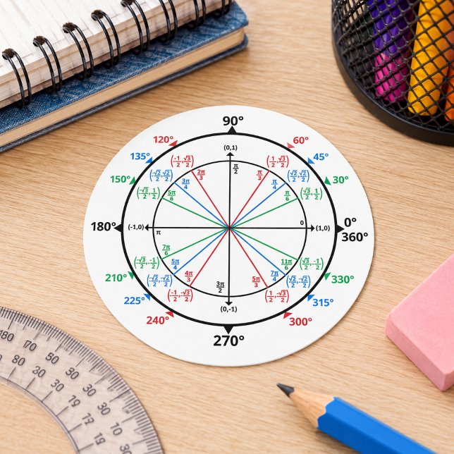 Math Geek Unit Circle Back to School Classic Round Sticker (Math Geek Unit Circle Back to School Classic Round Sticker)