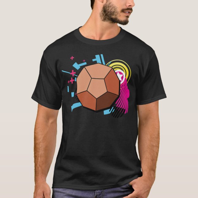 Math Geometry Geometric Dodecahedron Isometric 2d  T-Shirt (Front)