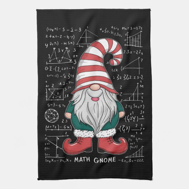 Math Gnome Family Matching Group Christmas Party  Tea Towel (Vertical)