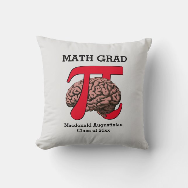 MATH GRAD Pi Brain  Graduation Cushion (Front)