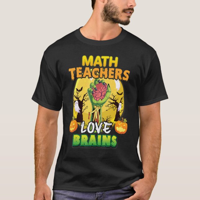 Math Grade Teachers Love Brains Horor Pumpkin Cree T-Shirt (Front)