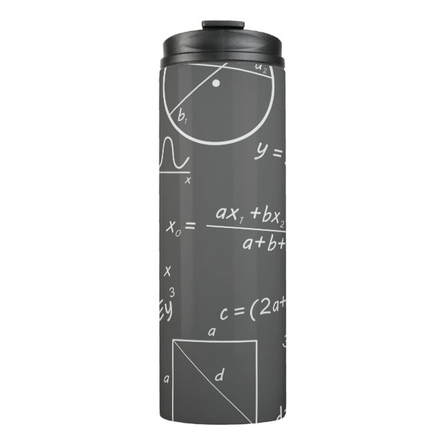 Math gray chalkboard thermal tumbler (Front)