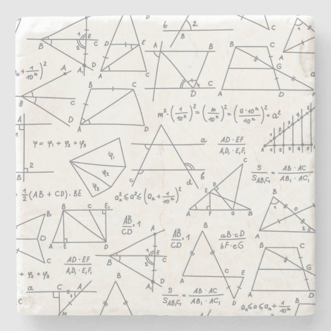 Math Hand Written Calculations Illustrations Stone Coaster (Front)