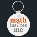 Math Inspires Me Key Ring<br><div class="desc">Design shows the words: Math Inspires Me with the Pi shown as the Pi symbol. Great holiday or birthday gift idea for the mathematician or math teacher.</div>