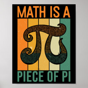 Math Is A Piece Of Pi Retro Pi Day Teacher Graphic Poster