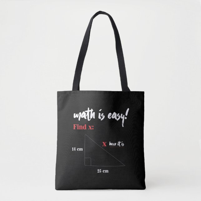 Math Is Easy Funny Math Teacher Joke Tote Bag (Front)