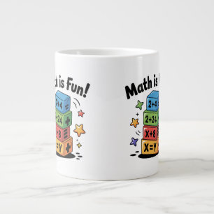 Math is fun stickers large coffee mug