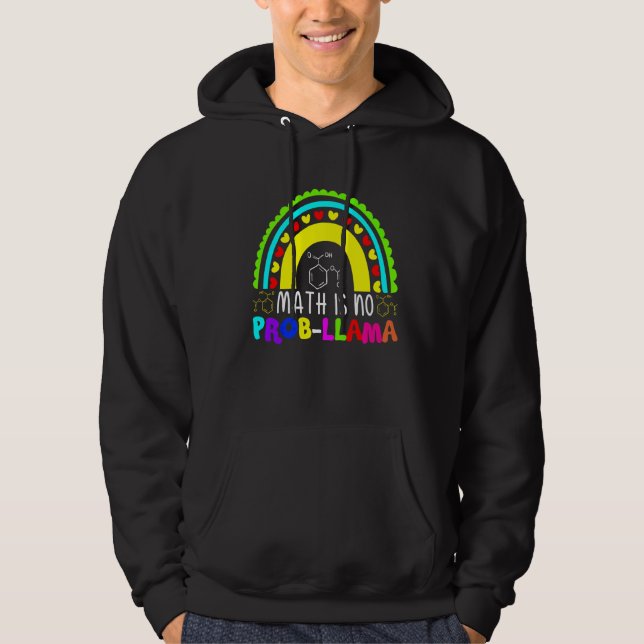Math Is No Prob Llama Rainbow Hoodie (Front)