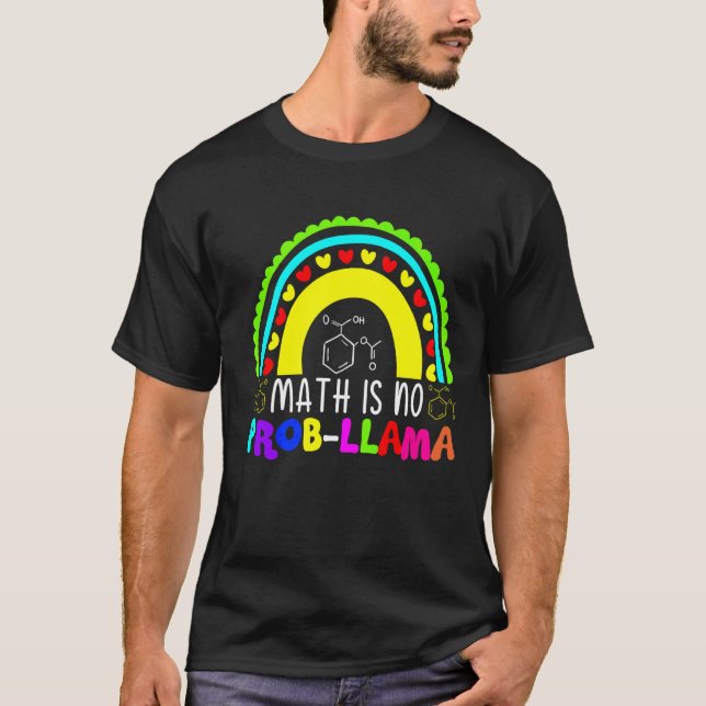 Math Is No Prob Llama Rainbow T-Shirt (Front)