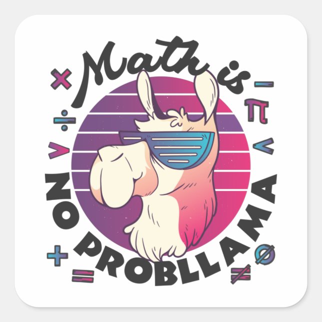 Math Is No ProbLlama Square Sticker (Front)