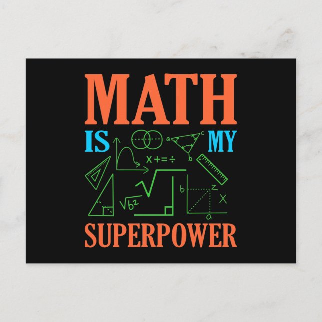 Math Is Superpower Teacher Mathematics Maths Postcard (Front)