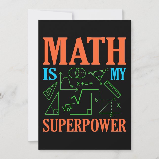 Math Is Superpower Teacher Mathematics Maths Thank You Card (Front)