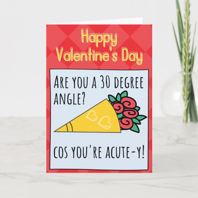 Math Joke Acute-y Funny Valentine Card (Front)