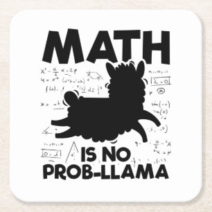 Math Lama Mathematics Teacher School Gift Idea Square Paper Coaster