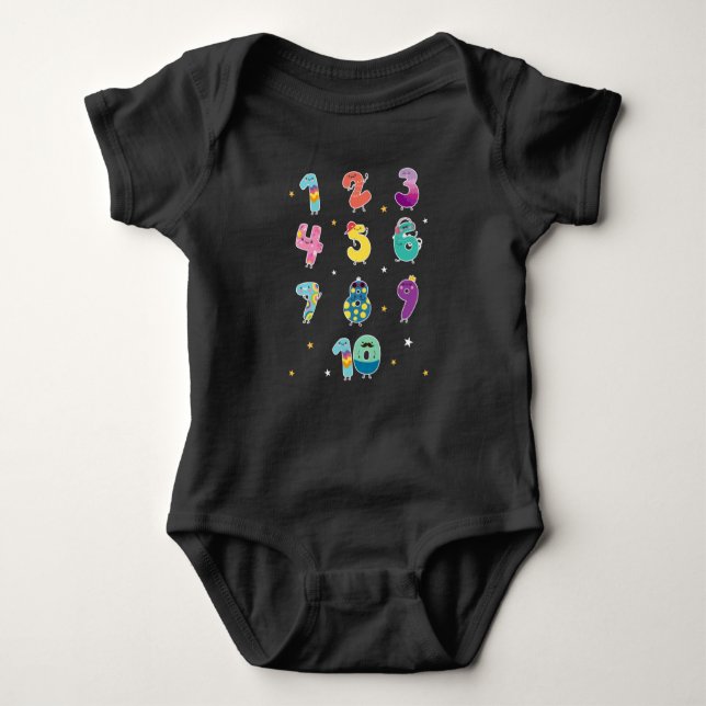 Math Learning Cute Numbers Prek Mathematics Baby Bodysuit (Front)