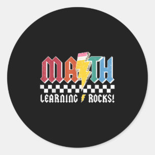 Math Learning Rocks Abcd Teacher Rock & Roll B Classic Round Sticker