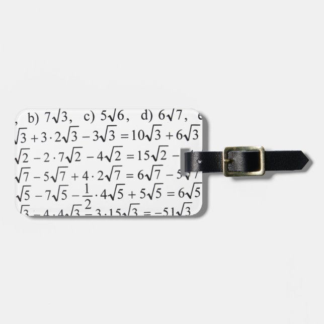 Math Luggage Tag (Front Horizontal)