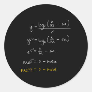 Math Merry Xmas Math Equation - Funny Christmas Al Classic Round Sticker