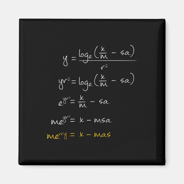 Math Merry Xmas Math Equation - Funny Christmas Al Magnet (Front)