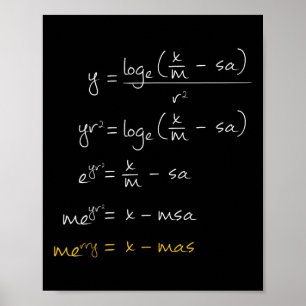 Math Merry Xmas Math Equation - Funny Christmas Al Poster