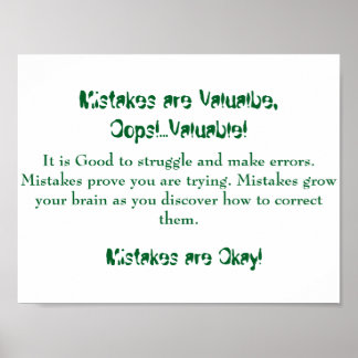 Math Mindsets Poster-Mistakes are Good Poster