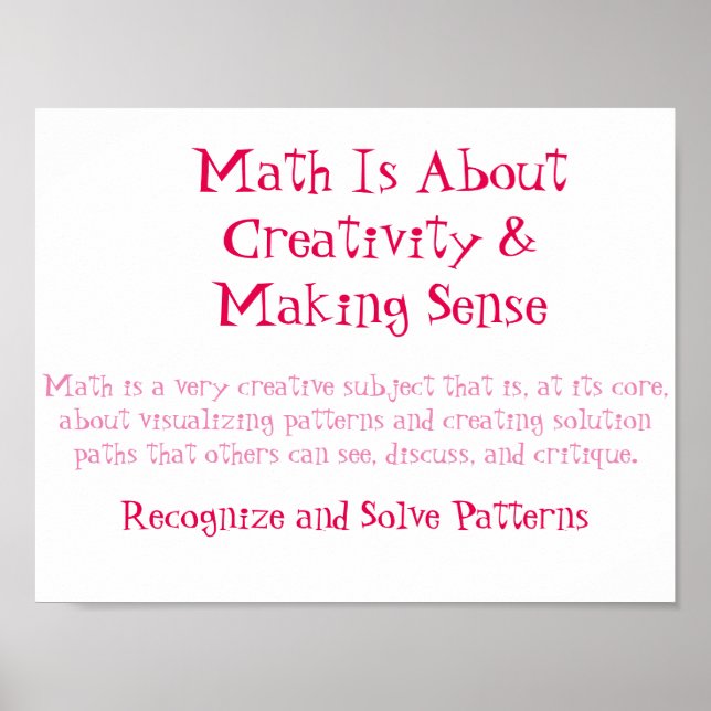 Math Mindsets Poster-Recognise and Solve Patterns Poster (Front)