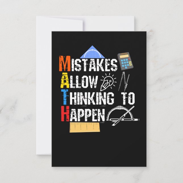 Math. Mistakes Allow Thinking To Happen Thank You Card (Front)