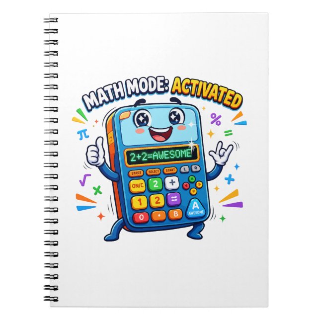 Math Mode Activated Calculator Cute School Notebook (Front)