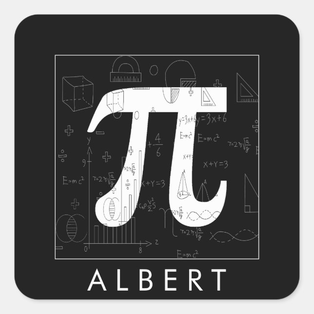 Math Monogram - Pi Symbol Square Sticker (Front)
