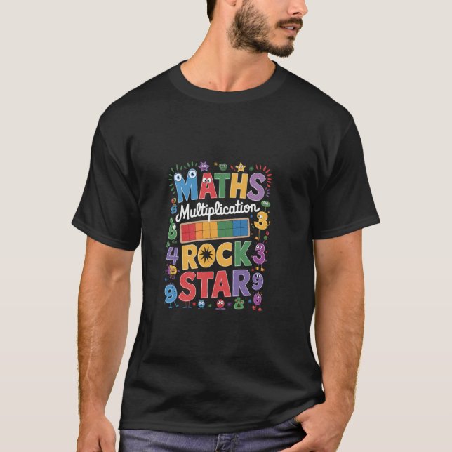 Math Multiplication Rock Star - Fun Learning Teach T-Shirt (Front)