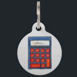 Math Nerd Mathematics Calculator Dog Pet Tag<br><div class="desc">Pet tag features an original marker illustration of a blue calculator. Simply personalise with your pet's name and your contact information for a one-of-a-kind cat or dog tag.</div>