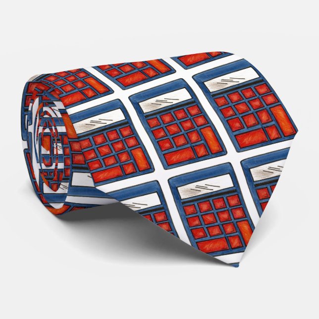 Math Nerd Mathematics Teacher Calculator Tie (Rolled)
