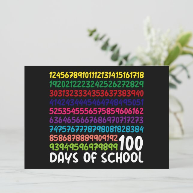 Math Numbers 100th Day of School Teacher Kids  Invitation (Standing Front)