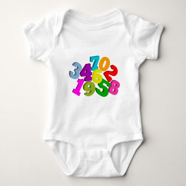 math numbers in colour baby bodysuit (Front)