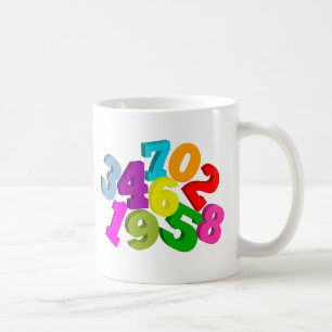 math numbers in colour coffee mug
