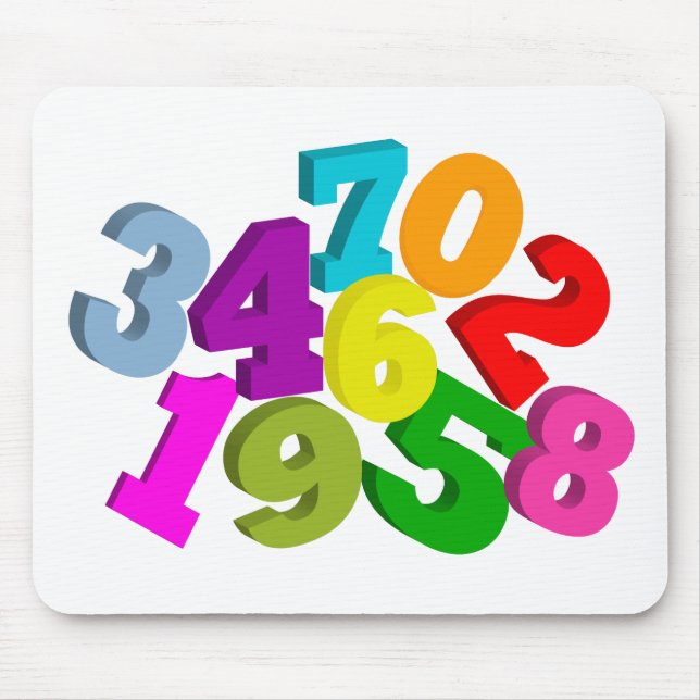 math numbers in colour mouse pad (Front)