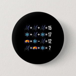 Math order of operation skiing snow flakes goggles 6 cm round badge