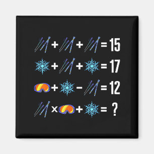 Math order of operation skiing snow flakes goggles magnet