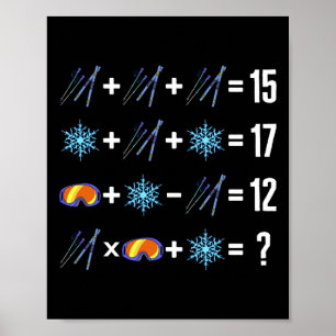 Math Order Of Operation Skiing Snow Flakes Goggles Poster