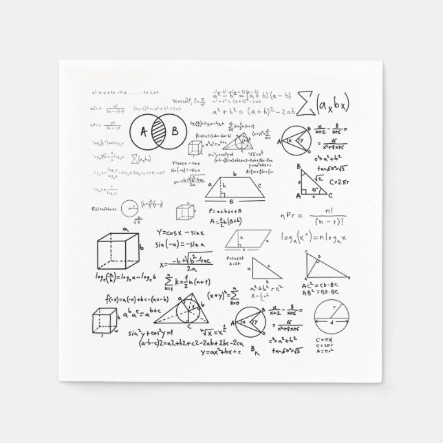 math pattern science school sketch drawing geek ma napkin (Front)