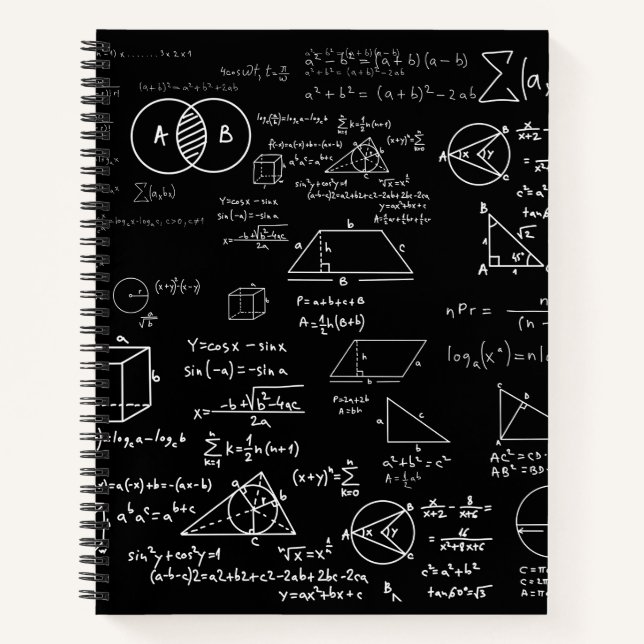math pattern science school sketch drawing geek ma notebook (Front)