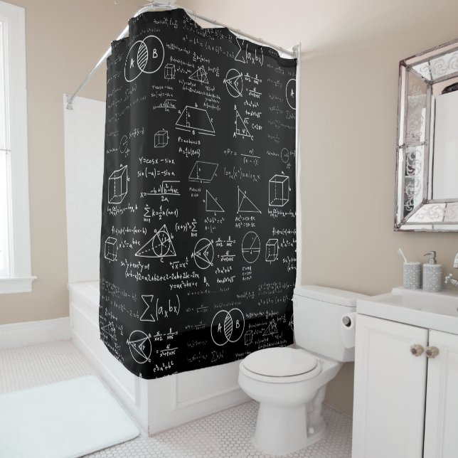 math pattern science school sketch drawing geek ma shower curtain (In Situ)