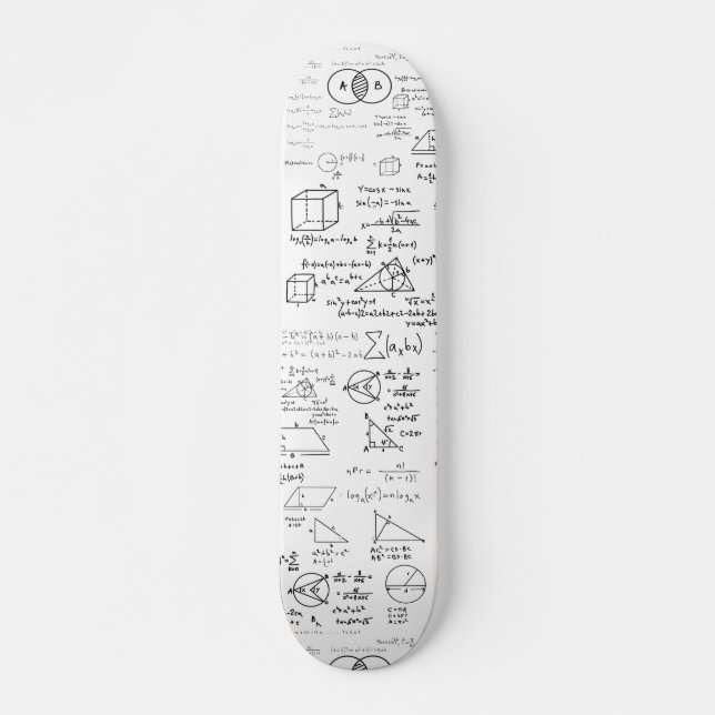 math pattern science school sketch drawing geek ma skateboard (Front)