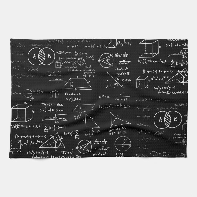 math pattern science school sketch drawing geek ma tea towel (Horizontal)