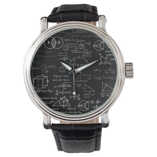 math pattern science school sketch drawing geek ma watch (Front)