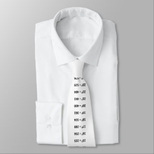 Math Perfect Squares Chart Numbers 1 to 25 humour Tie